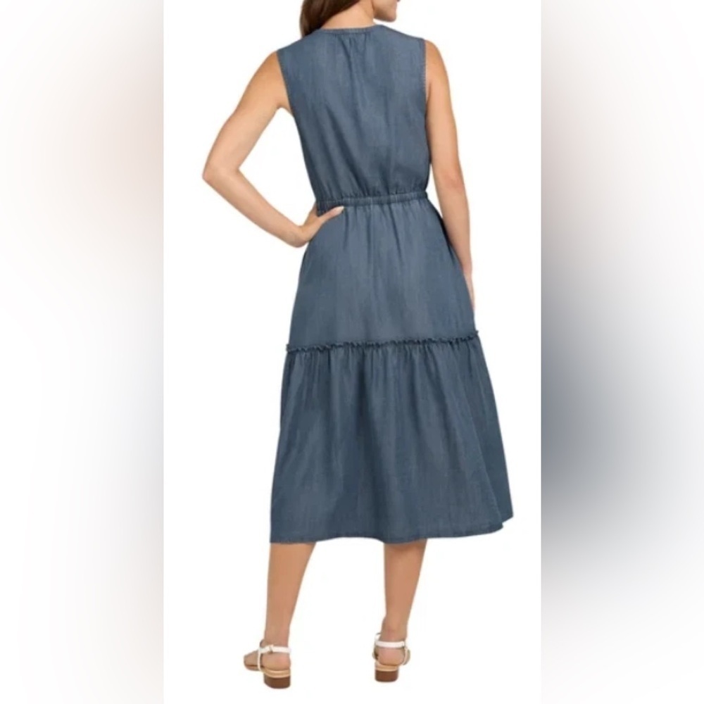 Lands End Lycocell Tiered Ruffle Hem Dress - Picture 3 of 13